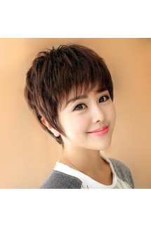 FESHFEN真人發(fā)絲假發(fā)女短發(fā)中老年媽媽時尚氣質顯年輕無菌網(wǎng)發(fā)套